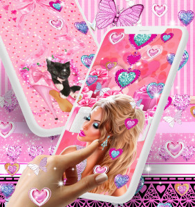 اسکرین شات برنامه Girly pink live wallpapers 1