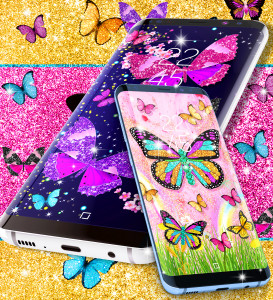 اسکرین شات برنامه Glitter butterfly wallpapers 7