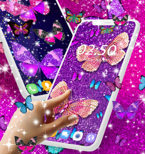 اسکرین شات 2 برنامه Glitter butterfly wallpapers