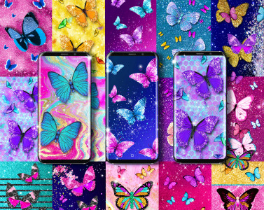 اسکرین شات 1 برنامه Glitter butterfly wallpapers