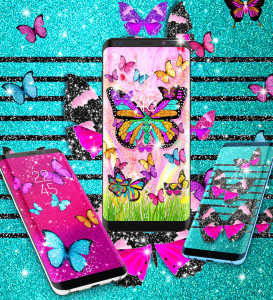 اسکرین شات 5 برنامه Glitter butterfly wallpapers