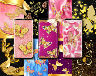اسکرین شات برنامه Gold butterfly live wallpaper 2