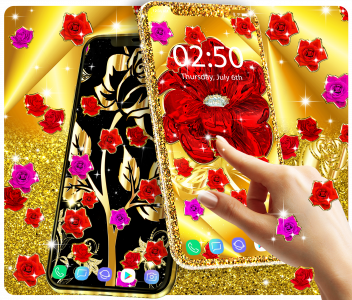 اسکرین شات برنامه Gold rose live wallpaper 1