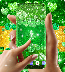 اسکرین شات برنامه Green diamond shiny wallpapers 4