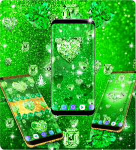 اسکرین شات 3 برنامه Green diamond shiny wallpapers