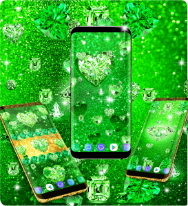 اسکرین شات برنامه Green diamond shiny wallpapers 3