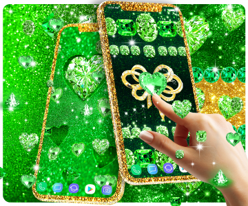اسکرین شات 1 برنامه Green diamond shiny wallpapers