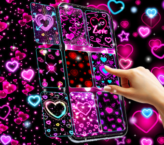 اسکرین شات برنامه Neon hearts live wallpaper 1