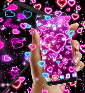 اسکرین شات 8 برنامه Neon hearts live wallpaper