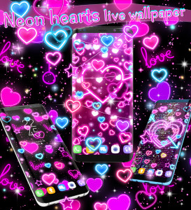 اسکرین شات برنامه Neon hearts live wallpaper 6