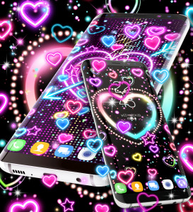 اسکرین شات برنامه Neon hearts live wallpaper 7