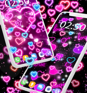 اسکرین شات برنامه Neon hearts live wallpaper 3