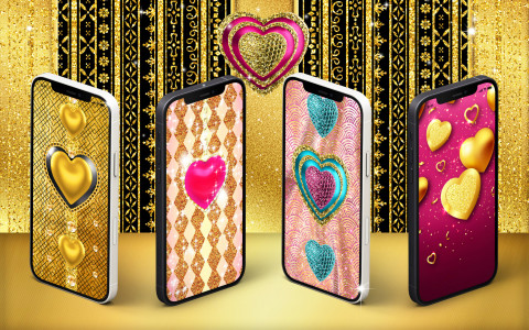 اسکرین شات 1 برنامه Golden diamond heart wallpaper