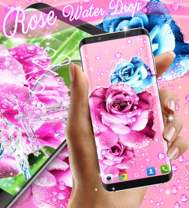 اسکرین شات 1 برنامه Rose pink water drop wallpaper