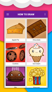 اسکرین شات 2 برنامه How to draw cute food by steps
