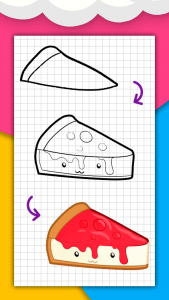اسکرین شات 5 برنامه How to draw cute food by steps