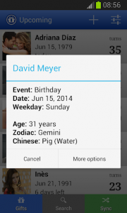 اسکرین شات برنامه Birthday calendar (Upcoming) 1