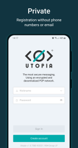 اسکرین شات 1 برنامه Utopia — پیام‌رسان خصوصی