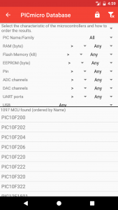 اسکرین شات 4 برنامه PICmicro Database