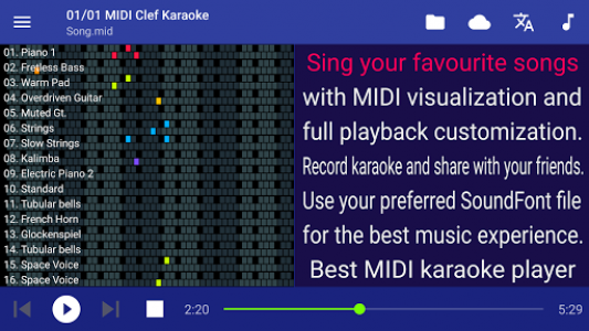 اسکرین شات برنامه MIDI Clef Karaoke Player 6