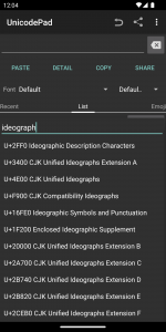 اسکرین شات برنامه Unicode Pad 7