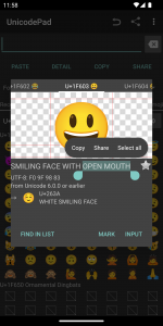 اسکرین شات برنامه Unicode Pad 1