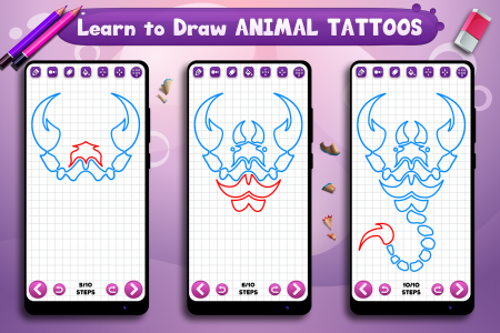 اسکرین شات برنامه Learn to Draw Animal Tattoos 8