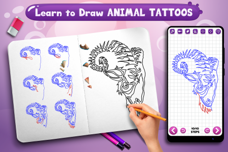 اسکرین شات برنامه Learn to Draw Animal Tattoos 1