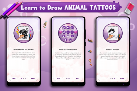 اسکرین شات برنامه Learn to Draw Animal Tattoos 2