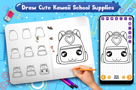 اسکرین شات برنامه Learn to Draw School Supplies 3