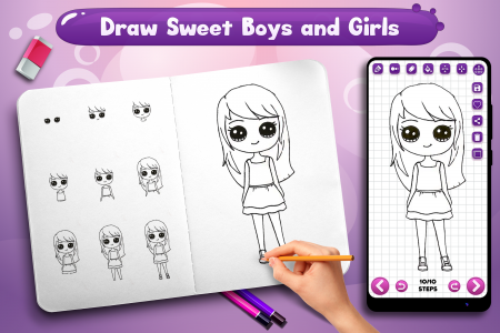 اسکرین شات برنامه Learn to Draw Cute Girls Boys 4