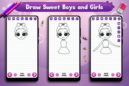 اسکرین شات برنامه Learn to Draw Cute Girls Boys 5