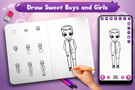 اسکرین شات برنامه Learn to Draw Cute Girls Boys 6