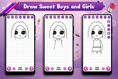 اسکرین شات برنامه Learn to Draw Cute Girls Boys 3