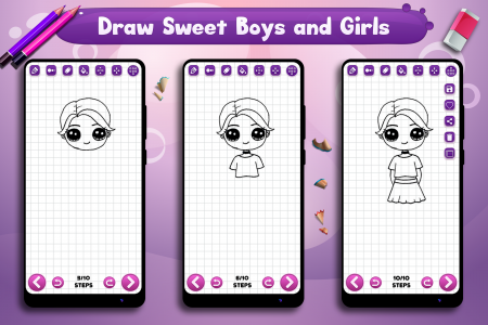 اسکرین شات برنامه Learn to Draw Cute Girls Boys 1