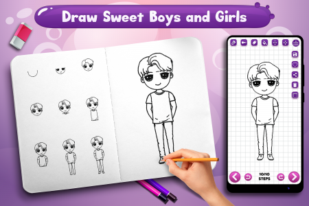 اسکرین شات برنامه Learn to Draw Cute Girls Boys 2