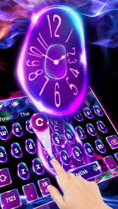 اسکرین شات برنامه Mystery Neon Clock Keyboard Theme 1