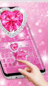 اسکرین شات برنامه Pink Diamond Love Keyboard Theme 1