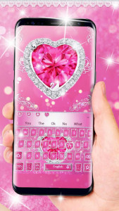 اسکرین شات برنامه Pink Diamond Love Keyboard Theme 2