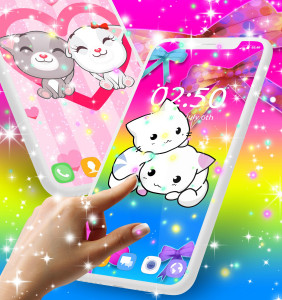 اسکرین شات برنامه Cute kitty live wallpaper 2