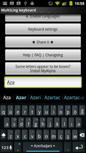 اسکرین شات برنامه Azeri Keyboard Plugin 1