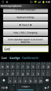 اسکرین شات برنامه Irish Keyboard Plugin 1