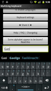 اسکرین شات برنامه Irish Keyboard Plugin 1
