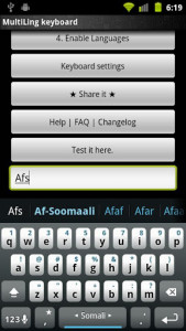 اسکرین شات برنامه Somali Keyboard Plugin 1