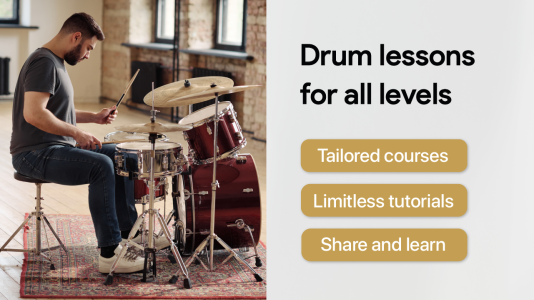 اسکرین شات 2 برنامه Learn Drums App - Drumming Pro