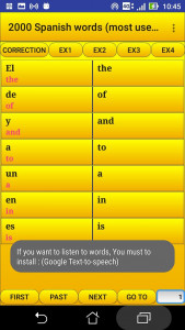 اسکرین شات 1 برنامه 2000 Spanish Words (most used)