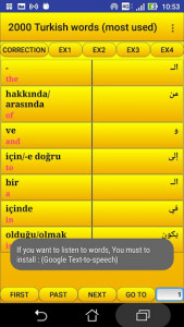 اسکرین شات برنامه 2000 Turkish Words (most used) 1