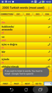 اسکرین شات 1 برنامه 2000 Turkish Words (most used)