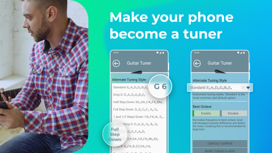 اسکرین شات 2 برنامه Guitar Tuner