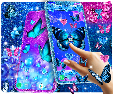 اسکرین شات 1 برنامه Blue glitz butterfly wallpaper